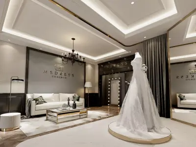 Wedding Dress Shop Low-poly 3D model