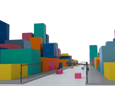 Cartoon City Low-poly 3D model