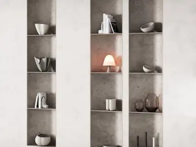 415 bookcase and rack 08 halfround semicircle modular shelfs 01 3D model