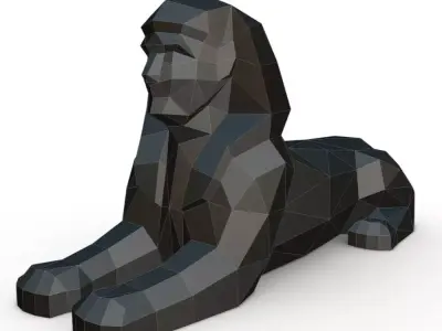 sphinx low poly polygonal dog 3D print model