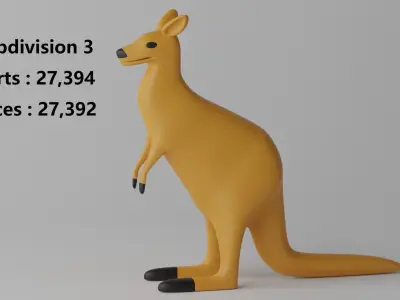 Cartoon Cute Kangaroo 3D model