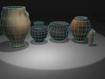 Vase Pack Low-poly 3D model