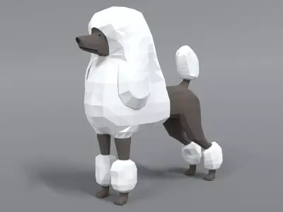 Low Poly Cartoon Standard Poodle Dog Low-poly 3D model