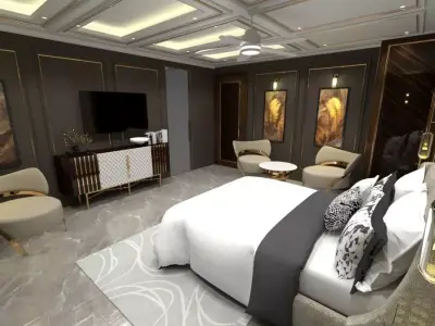 Modern Master Bedroom 3D Interior Scene Free 3D model
