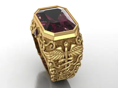 caduceus ring 3D print model