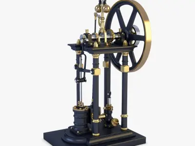 Classic Beam Steam Engine with Flywheel M1 3D model