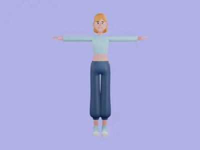 Stylized 3D Female Yoga Trainer Character - Cartoon Instructor 3D model