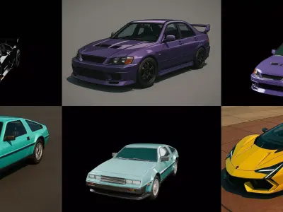 Sport Car bundle 14 pack 100 glb 3D model