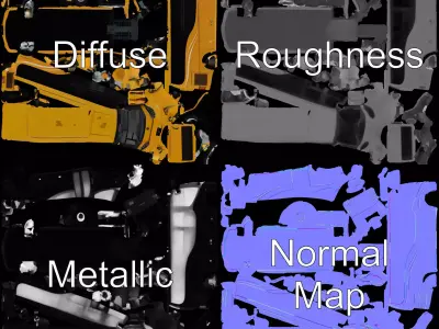 Golden Coach Bus model pack Low-poly 3D model