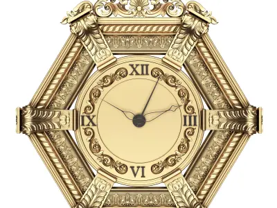 Classic Wall Clock 17 Gold Low-poly 3D model