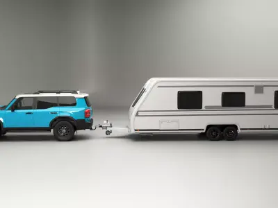 Toyota Land Cruiser 250 and Camping Caravan 3D model