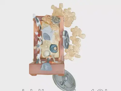 Medieval Treasure Chest with Weapons and Riches Low-poly 3D model