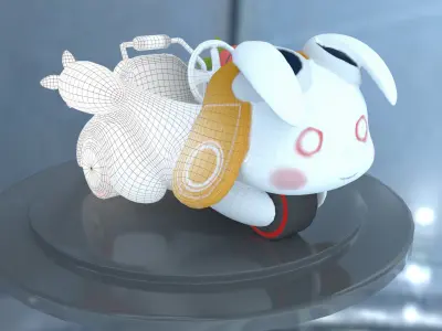 Rabbit headed car Free low-poly 3D model