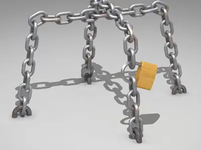 Chains and padlock 3D model