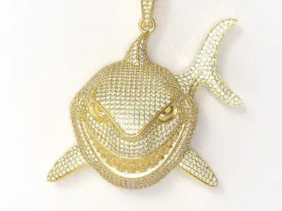Shark diamond pendant 3D print model