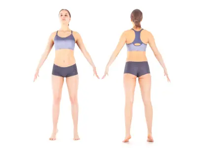 Woman sport in A pose ready for rigging 20 Low-poly 3D model