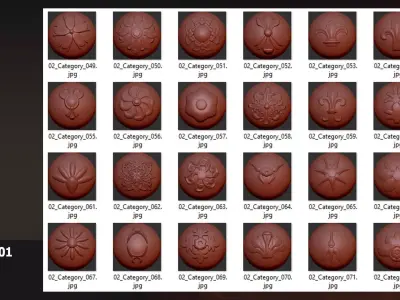 Ornament VDM Brush 105 High-Detail Brushes for Blender  ZBrush Low-poly 3D model