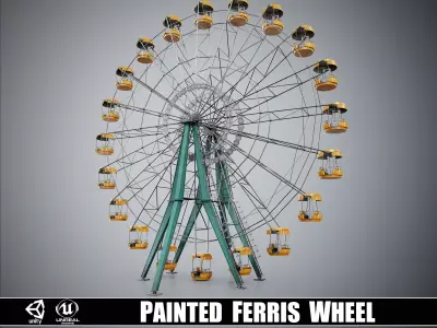 Painted Ferris Wheel Low-poly 3D model
