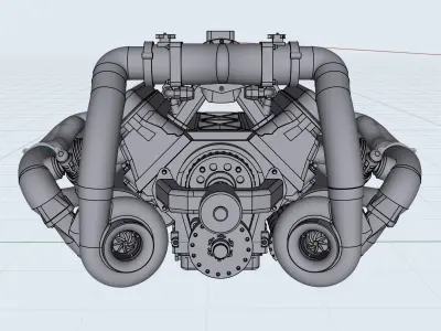 LSX Twin Turbo Engine Outlaw Pro Mod LS 3D print model