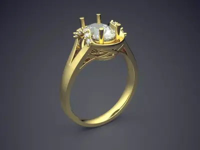 Luxury Engagement Ring With Diamond CAD 3025 3D print model