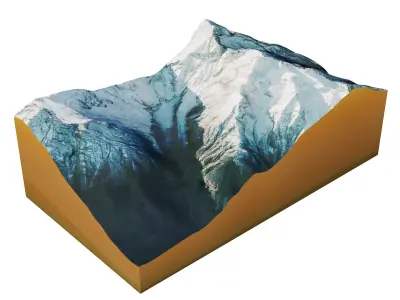 Snowy mountain peak terrain Free 3D model