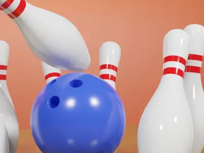 Bowling ball crashing into pins Free low-poly 3D model