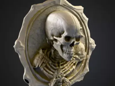 Skeletal Warrior Wall Plaque Low-poly 3D model