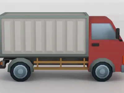 Cartoon Low Poly Car 07 - Cargo Truck Low-poly 3D model