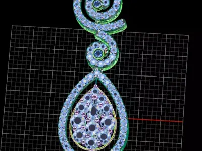 free jewelry set pear shape erring and pendat Free 3D print model