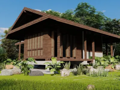 Forest villa-Casa Scene-Modern Villa 3D model