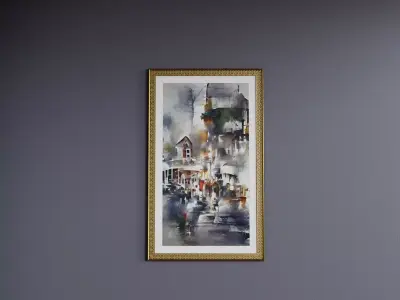 Framed Watercolor Painting 4 Low-poly 3D model