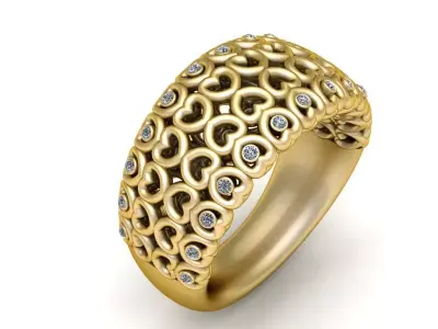 heart gold ring 3D printable model   3D print model