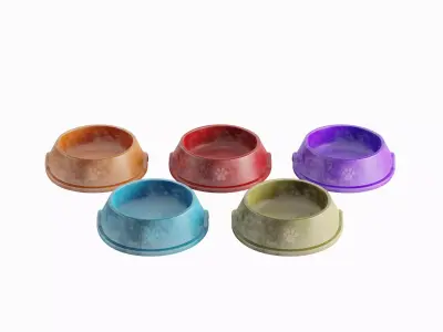 Used Metal Dog Bowl Set 3D model