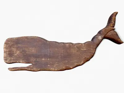 Rustic Carved Wooden Whale 3D model