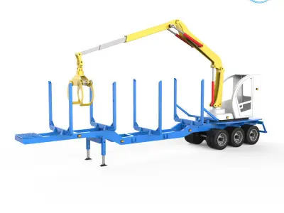 Trailer for Carrying Logs With crane 3D print model