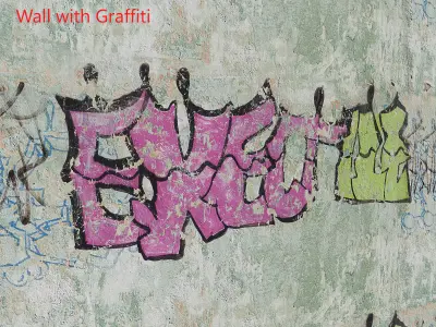 Ultra realistic Wall with Graffiti Scan 3D model
