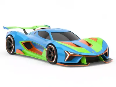 Futuristic Hyper Race Car 3D Model Low-poly 3D model