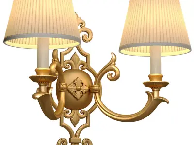 Brass Vintage Double Wall Light Sconce Cellini in Classic style 3D model
