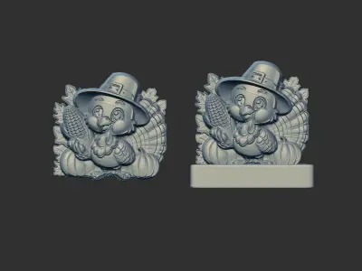 turkey with corn 3D print model