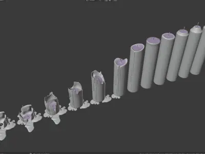 Molten Candle Complete Life Cycle - Burn Stages - Cylindrical B Low-poly 3D model