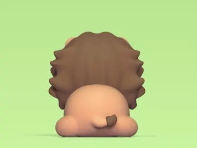 Cute Lying Lion 3D print model