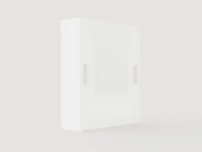 Prague Wardrobe 180 Cm Sliding Doors Curved Mirror Low-poly 3D model