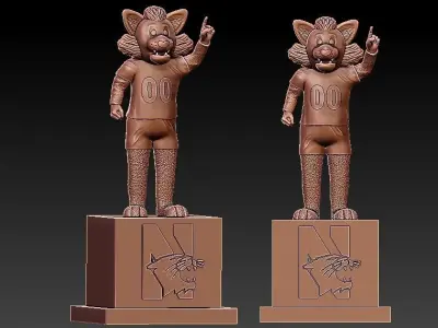 NCAA - NORTHWESTERN WILDCATS FOOTBALL MASCOT STATUE - 3D PRINT 3D print model