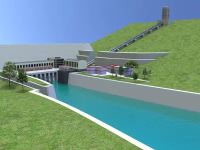 Hydel power plant 3D model