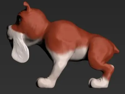  Cartoon bulldog Low-poly 3D model
