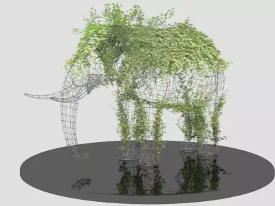 Elephant metal wire sculpture 3D model