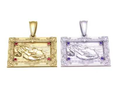 Classical Art Frame Pendant 3D Printable Model 3D print model