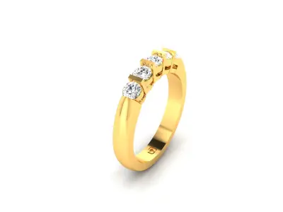 Band 3dm Render Details gold five stone diamond ring 3D print model purchase