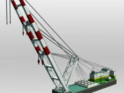 Crane Barge 3D model