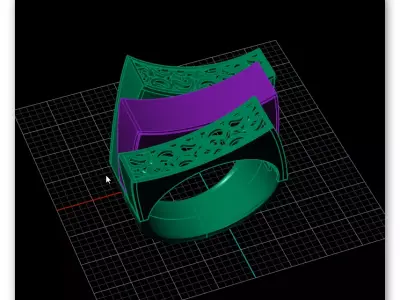 2 part gold ring luxury 3D print model